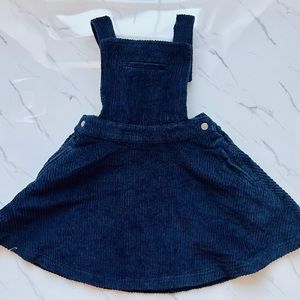 Petit Bateau Corduroy Pinafore Dress in Navy Blue